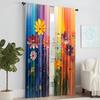 2Pcs Artistic Floral Printed Window Curtains Polyester Material Rod Pocket Design Drapes For Bedroom Living Room Office