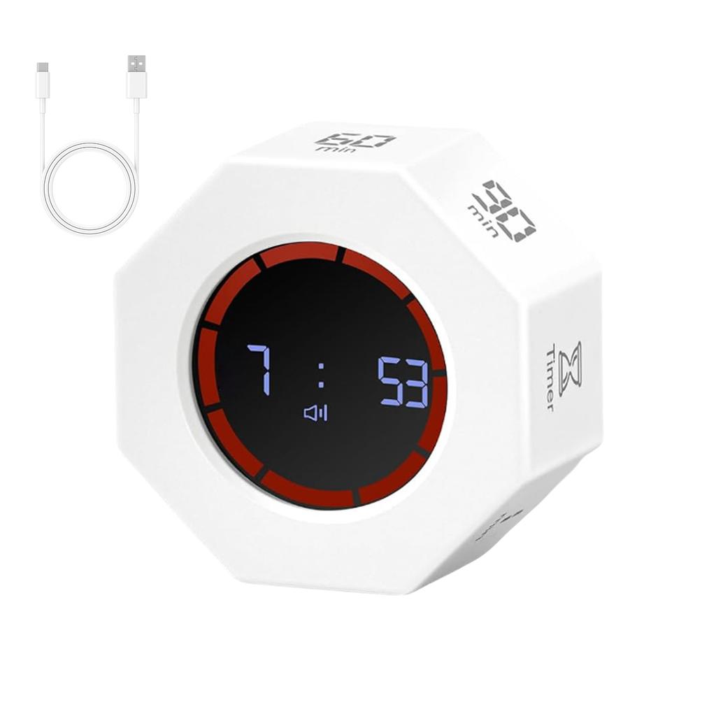 Automatischer rotierender leiser Timer Wiederaufladbares visuelles Countdown-Gerät ABS-Textur Geeignet für Küchenarbeit Fokussierung