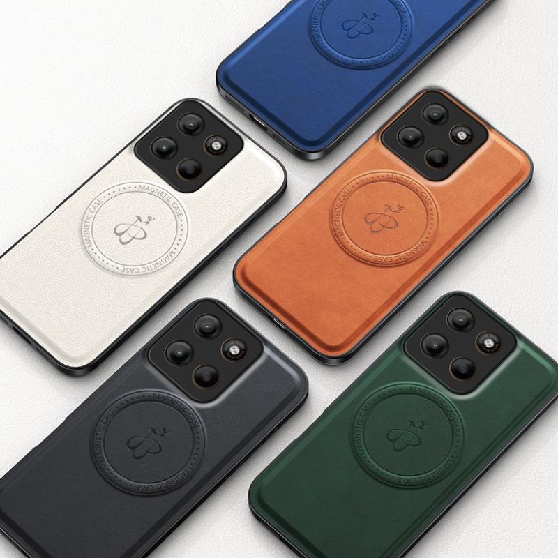 Wireless Charging Magnetic Case for Motorola Moto G05 G15 G75 G85 5G E15 Protective Cover PU Leather Hard Back Shell Coque