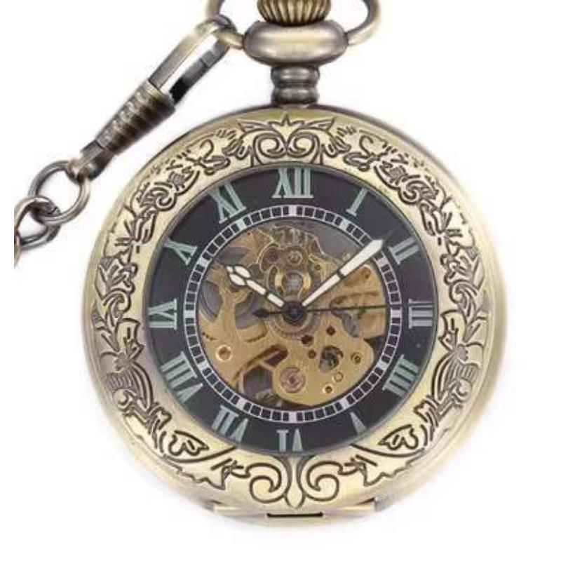 

Новые высококачественные механические карманные часы из нержавеющей стали, деревянные карманные часы, ретро-раскладушка, бесшумные механические карманные часы