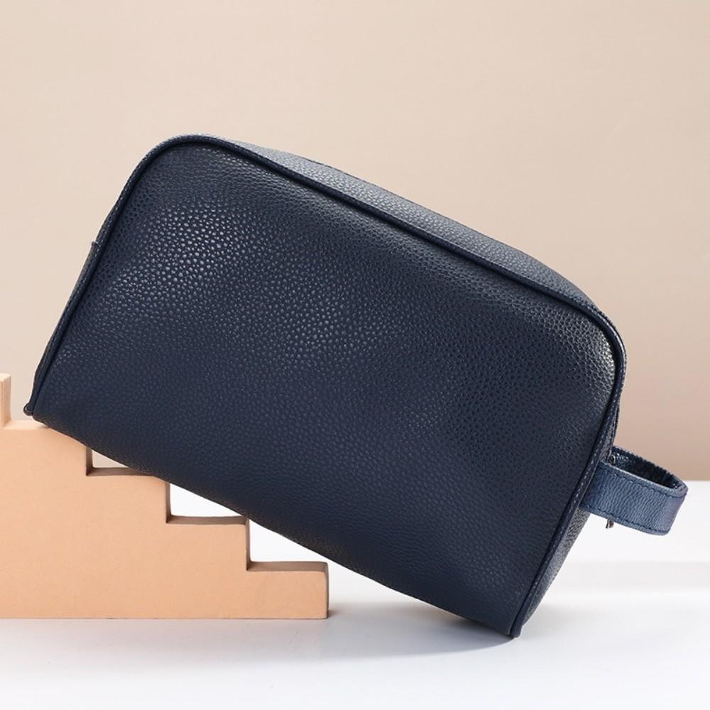 

PU Leather Cosmetic Bags Zipper Closure Makeup Bag Fashion Travel Toiletry Bag Portable Storage темно-синього кольору
