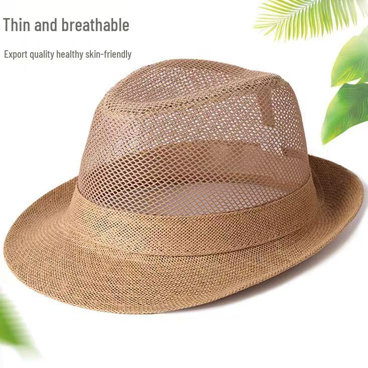 Men's Summer Breathable Mesh Straw Hats - Casual, Cool Outdoor Hats for Middle-Aged and Elderly