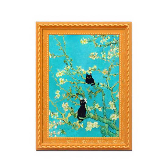 Vintage Cat Fridge Magnet 3D Wooden Frame Cat Refrigerator Magnet Home Kitchen Office Locker Decoration Cat Lover Gift