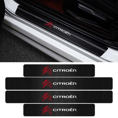 4Pcs Carbon Fiber Car Door Sill Plate Protectors Stickers For C1 C2 C3 C4 Grand Picasso C4L C5 C-ELYSEE Xsara Berlingo