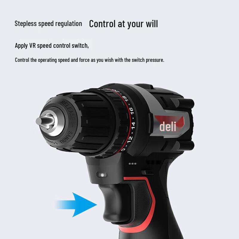 Deli 20V Brushless Cordless Impact Drill & Screwdriver CN plug (adapter included)