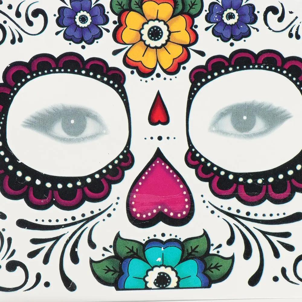 Pop Face Decal Waterproof Halloween Dress Up Day Of The Dead Temporary Stickers Facial Makeup
