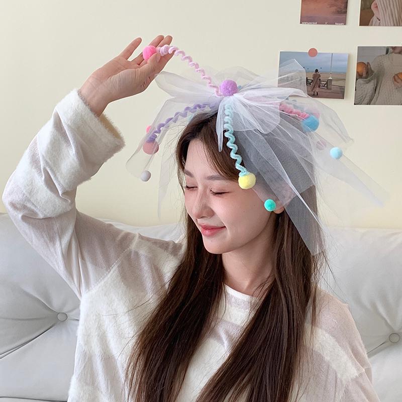 Birthday Hat Mesh Headband with Bow for Girls - Perfect for Celebrations and Photos