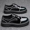 Fashion Designer Brand Thick Soled Wear-resistant Men's Shiny Leather Shoes Trend New Men's Low Help Casual Shoes Street Oxford Shoes