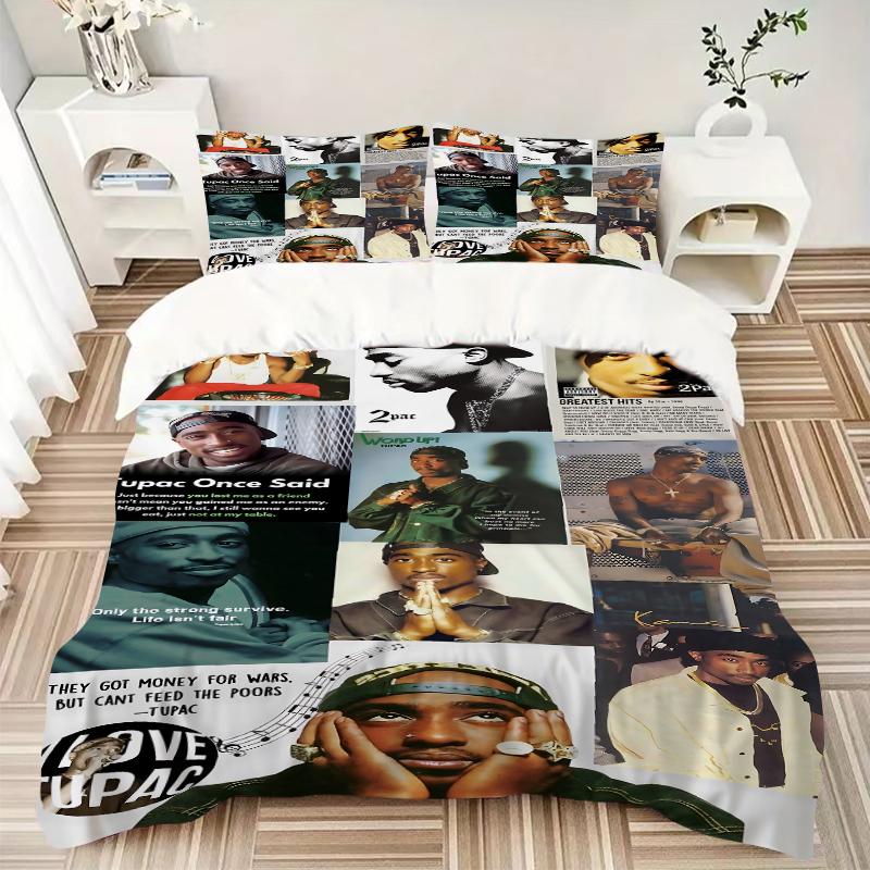 3Pcs Tupac Shakur Legacy Bedding Sets For All Sizes New 3D Printed Bed Cover Comforter Duvet Cover Pillowcase Bedroom Decoration