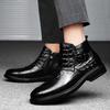 Fashion Fashion Crocodile Patterned Genuine Leather Mens Boots Luxury Brand Winter Fleece Warm Chelsea Boots High-quality Handmade Boots