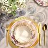 50pcs Mirrored Gold Charger Placemats - 13" Round Disposable Paper Mats (Gold/Bright Red), Dining Table Decor for Banquet Wedding Party