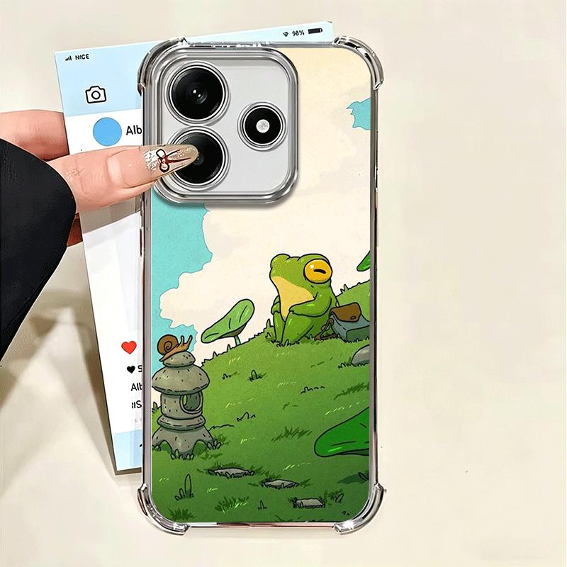 Cute Cartoon Frog Plating Phone Case For Xiaomi Poco X5 X6 X7 X8 Pro Max F8 Ultra F7 M8 M7 M5S Redmi 15C 15 14C 13C 13 X3 12C F6