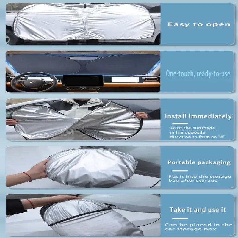 For Ford Mustang Mach-E 2021~2025 2022 Car Sun Visor Front Windshield Sunshade Heat Insulation Summer Cooling Auto Accessories