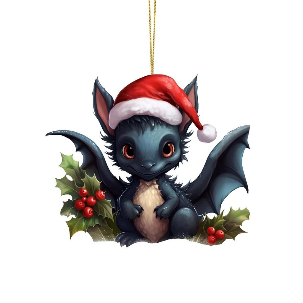 Charming Cartoon Christmas Dragon Car Decor Bright Festive Hanging Ornament Homes For