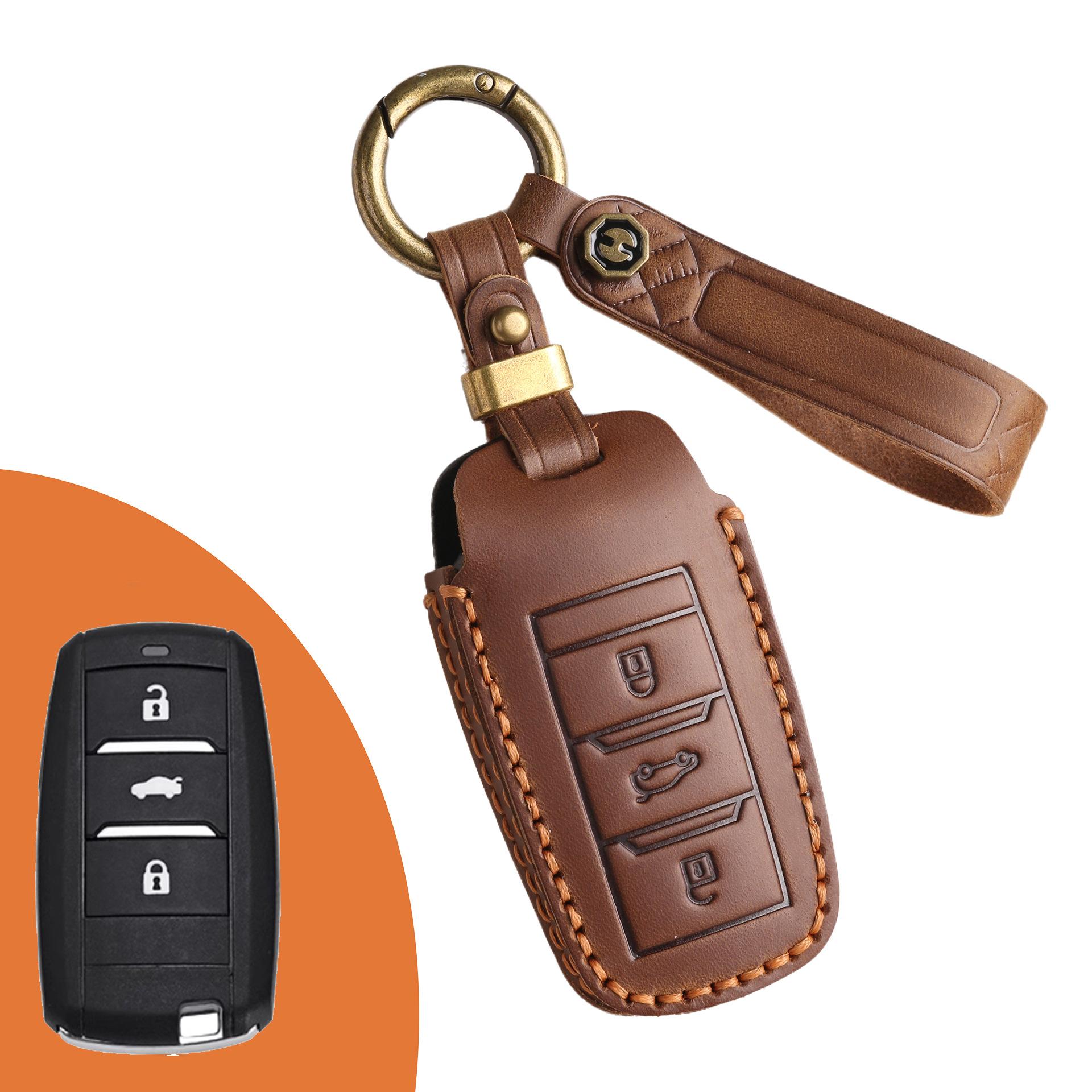 

Retro car leather key cover is suitable for Changan cs75 key bag, Yidong protection bag, cowhide men s simplicity коричневий