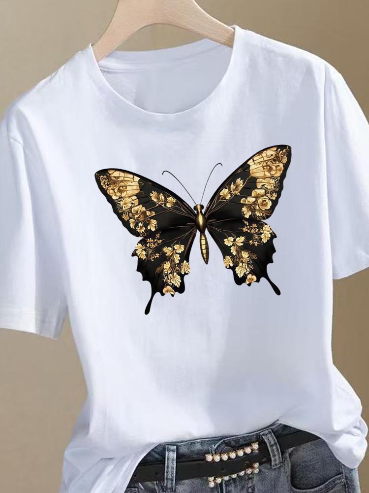 (Asian Size) Tee Top Clothing T Shirt Print Female letter 90s cute Woman Women Fashion Short Sleeve Graphic T-shirts