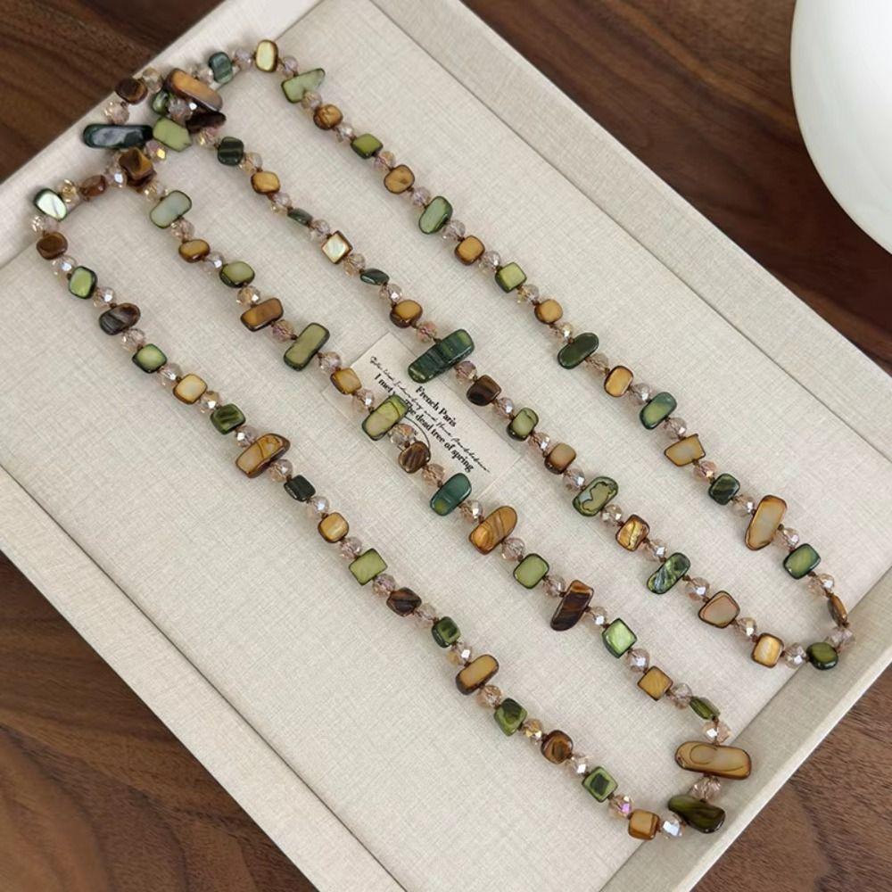 Retro Shell Multilayer Necklace Creative Long Sweater Chain Double Layer Necklace  Vacation