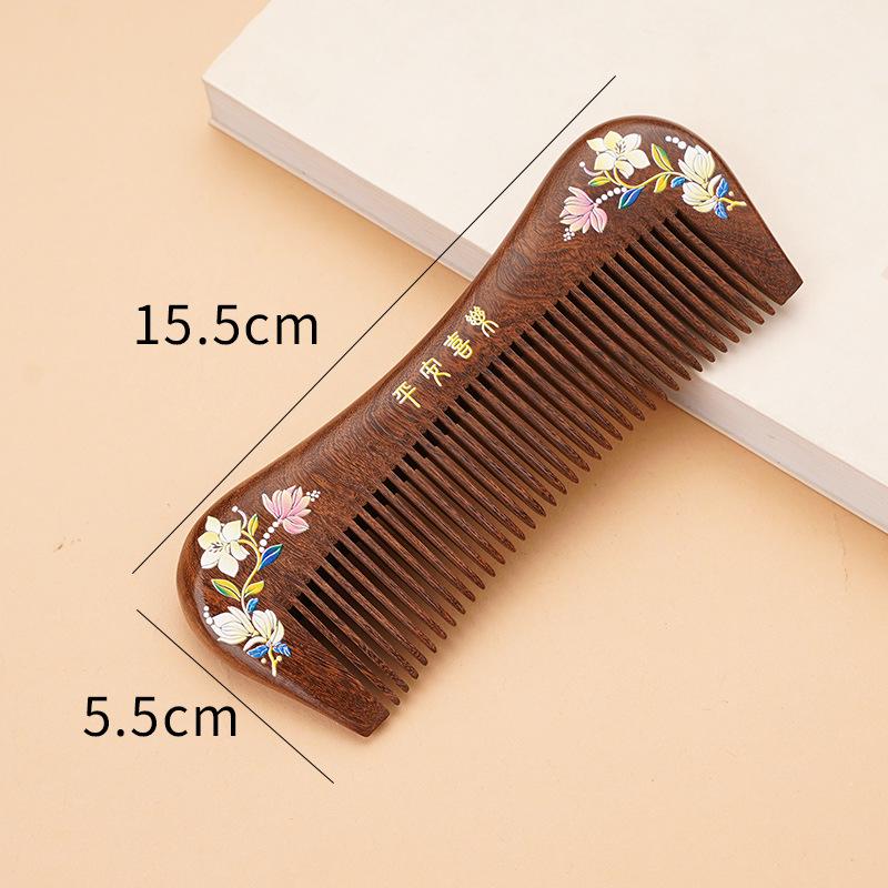 Black Gold Sandalwood Comb Set: Meridian Massage Hair Care & Creative Gift for Mom
