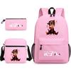 3 Piece School Backpack Set for Students Large Capacity Oxford Cloth Schoolbag with Shoulder Strap and Pencil Case