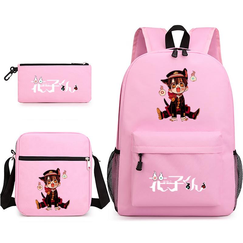 3 Piece School Backpack Set for Students Large Capacity Oxford Cloth Schoolbag with Shoulder Strap and Pencil Case