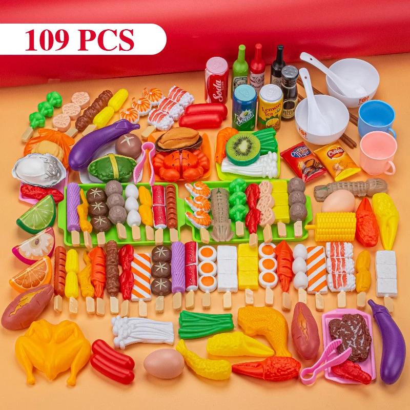 Mini Kitchen Pretend Playing Playthings Barbecue Kit Children's Cooking Simulation Food Multi-set Christmas Gift Idea For Children Toddlers Playthings