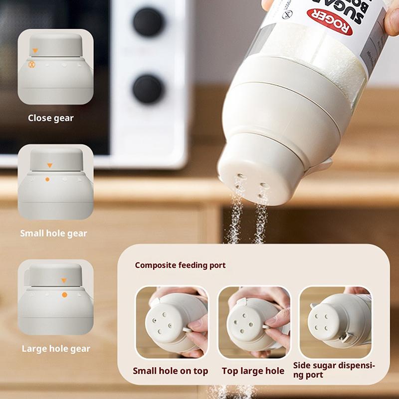 250Ml Quantitative Seasoning Shaker Multi - Function Salt/Sugar Dispenser Dust - Proof Kitchen Spice Jar Multi - Opening one size