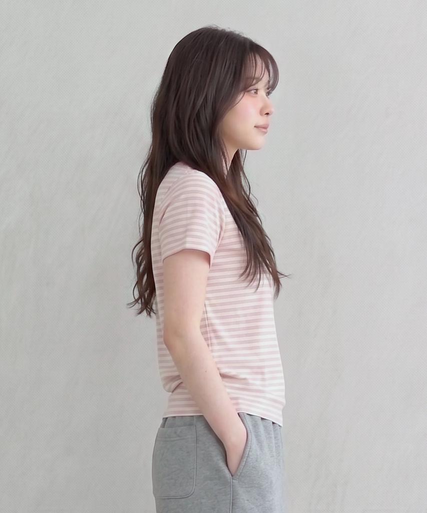 ADERNM Slub Stripe Crop T Pink