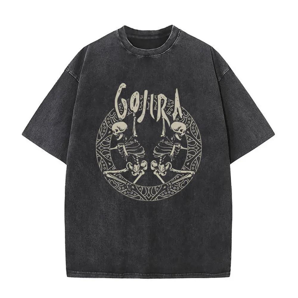 Gewaschenes Vintage Metallband Gojira Fortitude Grafik T-Shirt Herren Mode Retro Rock T-Shirts Herren Baumwolle Oversized T-Shirt