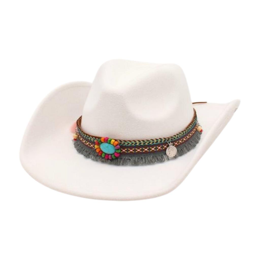 Peach Heart Western Cowboy Upturned Top Hat Ethnic Wind Cow Head Woolen Felt Hat Stage Prop Hat