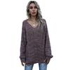 Women's V-Neck Knitwear, Long Sleeve, Loose Fit