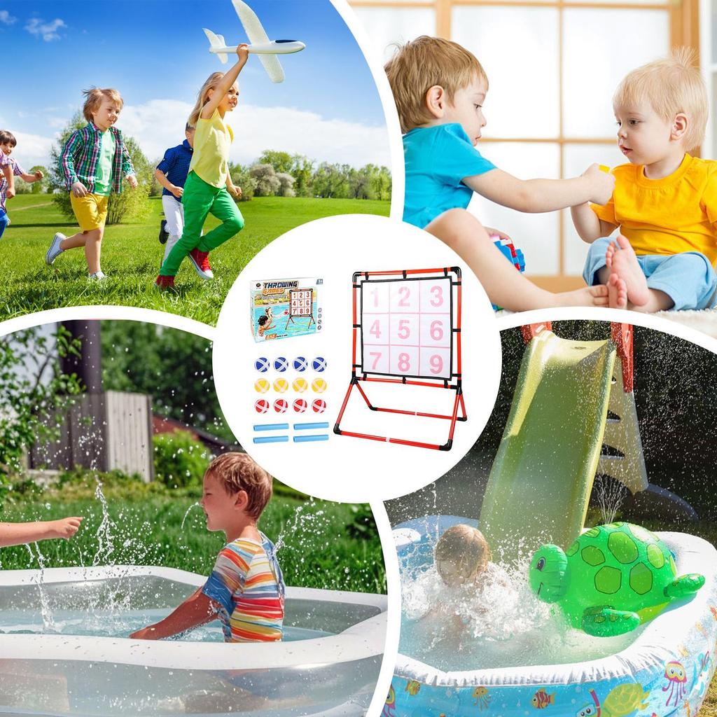 Ball Throwing Game 2 In 1 Throw Target Water Games Educational Toys Interactive for Home Playground Yard Garden Carnival Outdoor