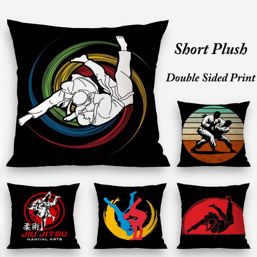 Sports Judo Martial Arts Pillow Case Plush Fabric Soft Double Sided Print Sofa Cushion Cover Throw Pillow Covers
