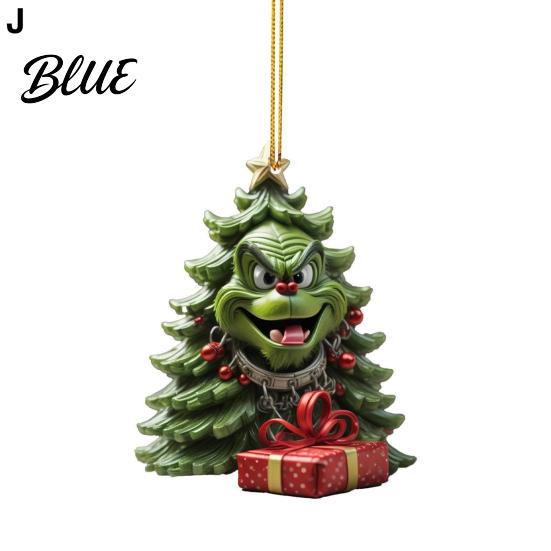 Acrylic Christmas Ornament Green Hair Elf Decoration Reusable Holiday Decor Xmas Tree Car Rearview Mirror Hanging Pendant Party Supplies Gift Durable
