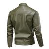 PU Leather Jacket Autumn and Winter Men's Stand-up Collar Motorcycle Suit Zipper Leather Jacket