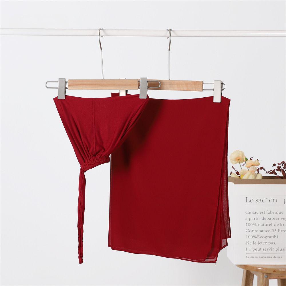 Verstellbare Mütze & Chiffon-Schal Set: Perl-Chiffon-Kopftuch + 2 Sonnenschutz-Baumwollkappen