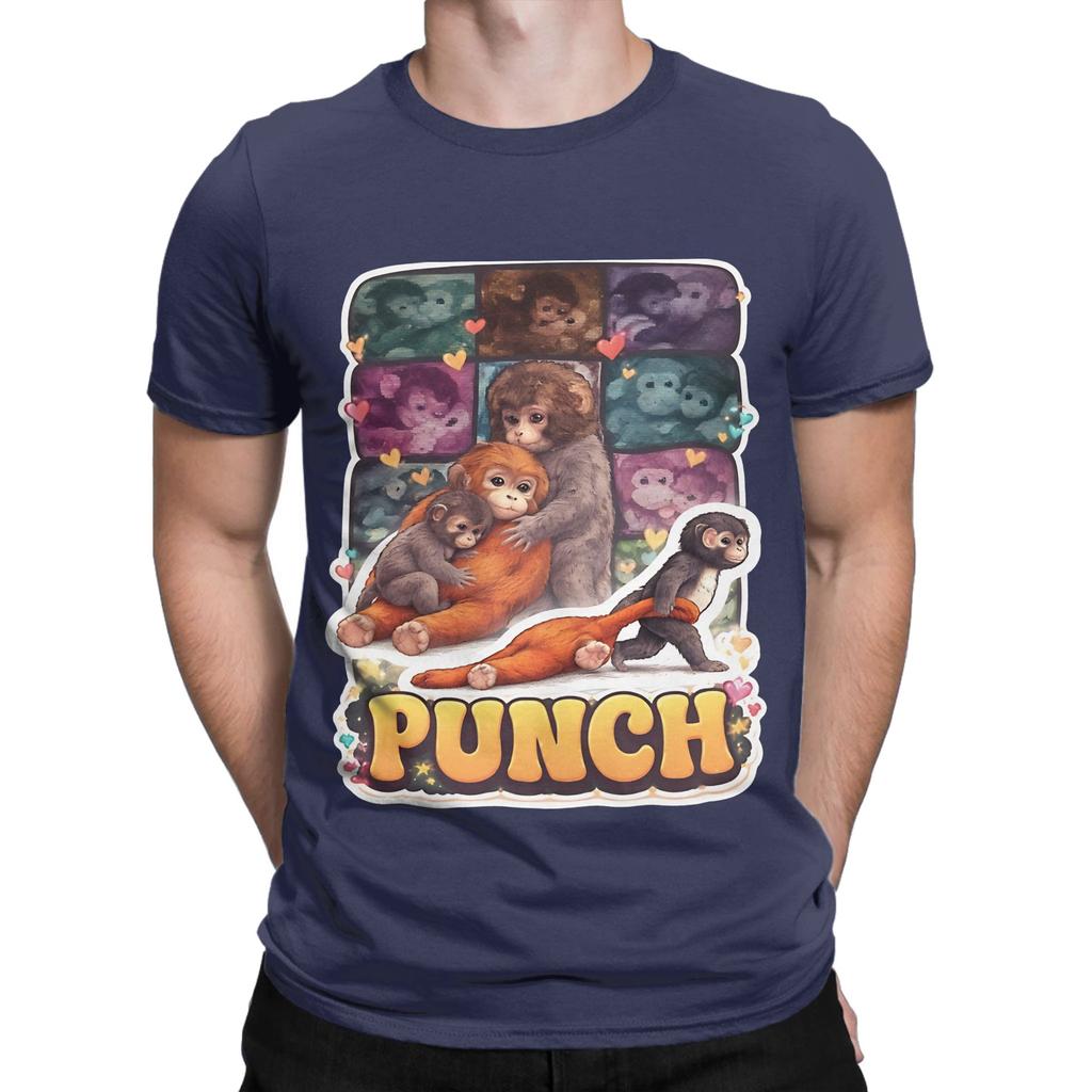 Cute Punch Monkey Sticker Graphic Funny 100 Cotton TShirt Bib Punch The Monkey Tops Tees For Unisex