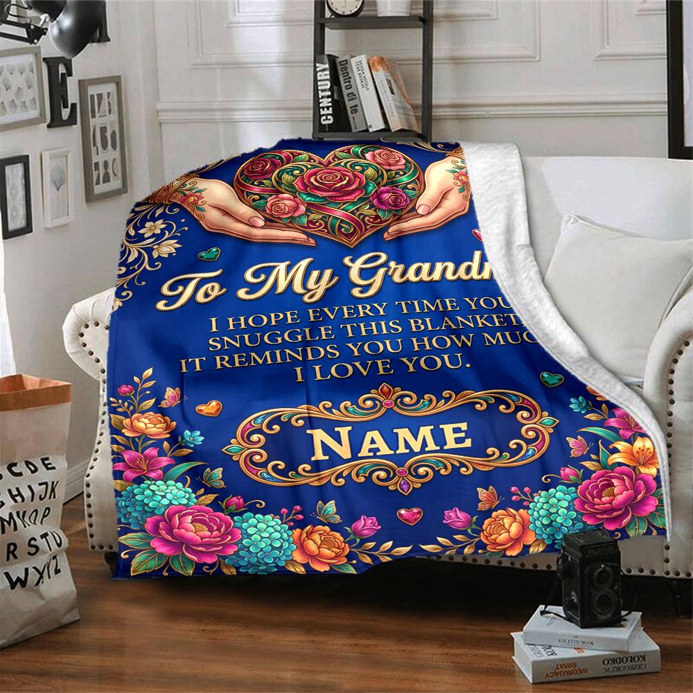 Grandma'S Love Wisdom Blanket Warmthful Decor Great For Sofa Couch Office Bed Picnics Four Seasons Multipurpose Digital Print Birthday Christmas Gift
