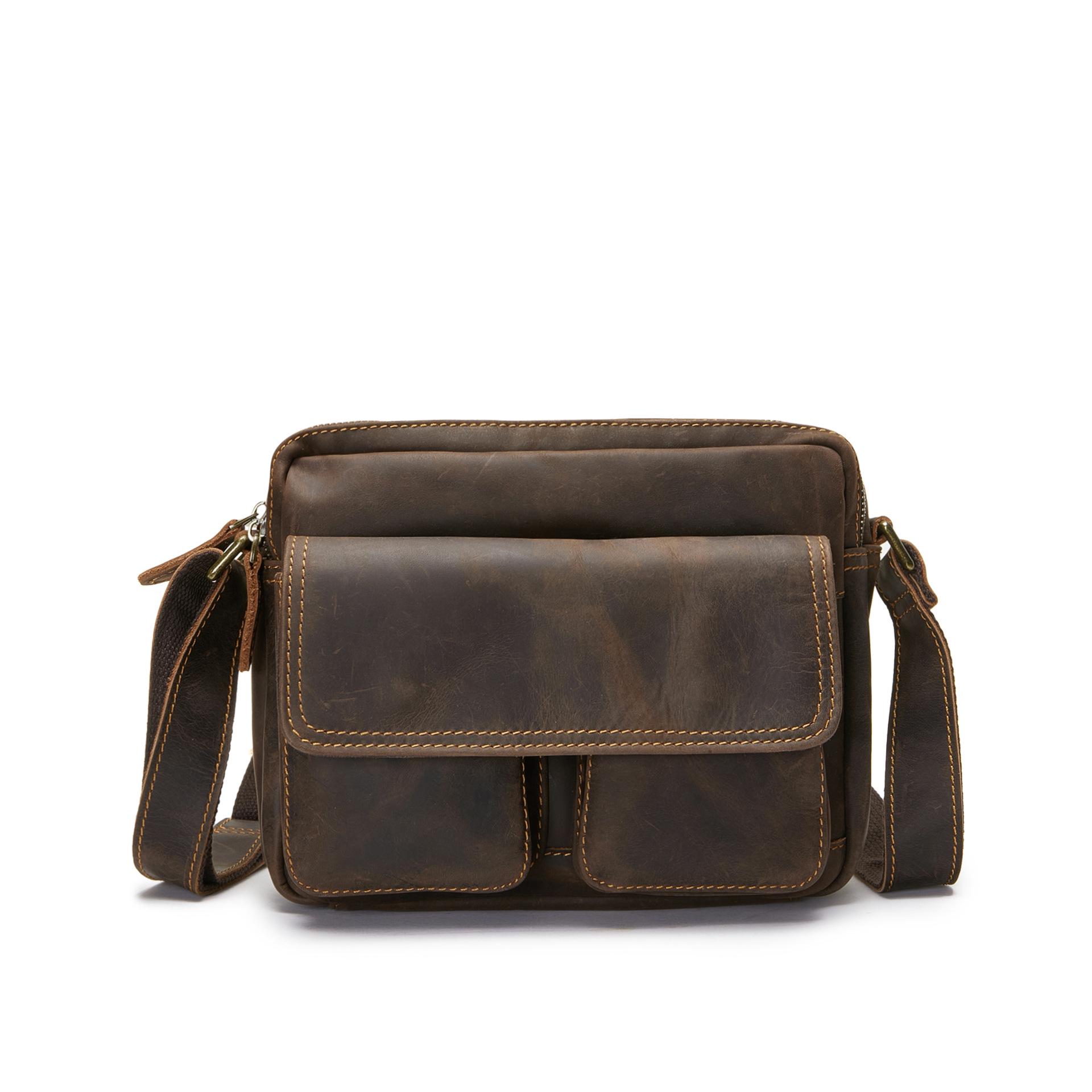

Genuine Leather Men s Casual Crossbody Bag - Cowhide Shoulder Bag for Business & Trendy Style 25cm L x 20cm H x 6cm W