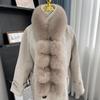 Magnetic Faux Fox Fur Scarf with Pom-Poms - Double-Sided Plush Shawl for Autumn/Winter.