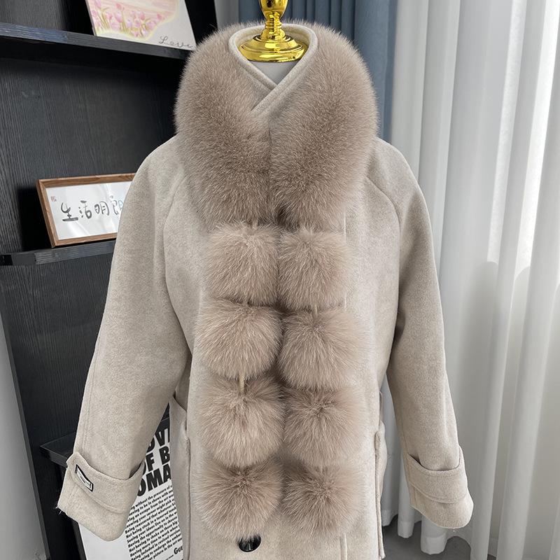 Magnetic Faux Fox Fur Scarf with Pom-Poms - Double-Sided Plush Shawl for Autumn/Winter.