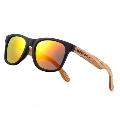 Wooden Vintage Polarized Sunglasses UV400 Protection Handmade Sunglasses Perfect Gift for Men Women Wood [WOODONLY] - & (Zebra + Orange)