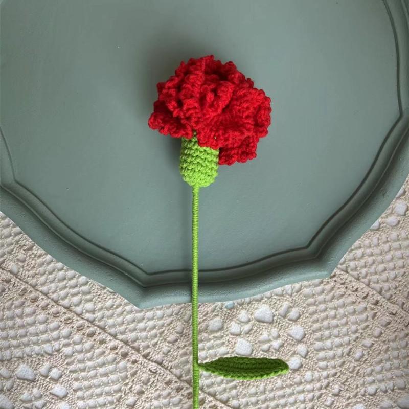 Finished Knitting Carnation Woven Gradient Braided Fake Flowers Flowers Bouquet Handmade Crochet Bouquet Decoration Holiday Gift