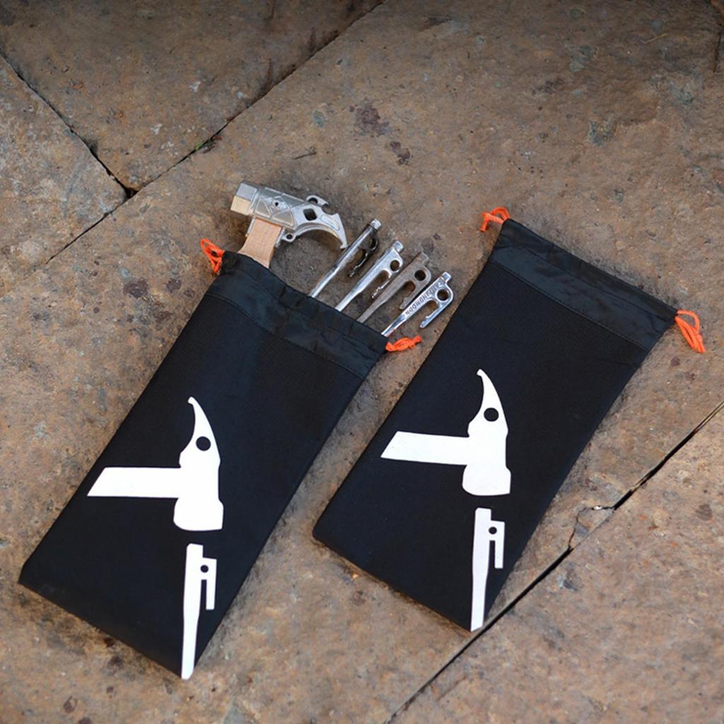 Tent Stake Bag Ground Nail Stakes Bag Oxford Cloth Drawstring Pouch Ground Nail Storage For Canopy Tarp Beach Tie-Downs