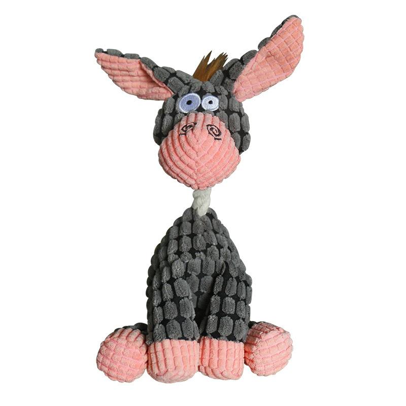 1pcs Fun Pet Toy Donkey Shape Corduroy Chew Toy For Dogs Puppy Squeaker Squeaky Plush Bone Molar Dog Toy Pet Training Dog Accessories