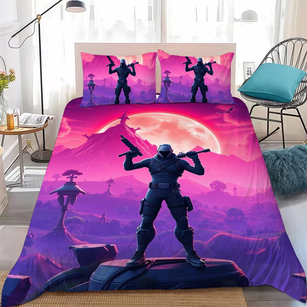 F-Fortnite Game Duvet Cover Set Home Style Bedding Soft Laundry Cotton Bed 3 Piece Set Student Dormitory Gift