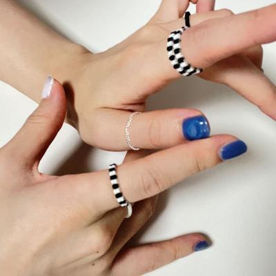 A Little Tickle Checkerboard Series 02 Bead Ring Set of 4