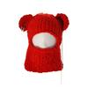 Knitting Balaclava Cap for Women Cute Bear Ears Plush Beanie Hat Handmade Face Cover Hat Crochet Hooded Hat for Party
