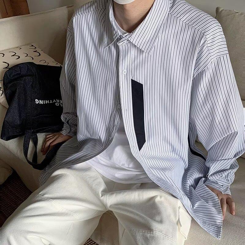 2024 Letter Long Sleeve Shirt Japanese Hong Kong Style Ins Loose Shirt Boys Summer Trendy Versatile Casual Coat