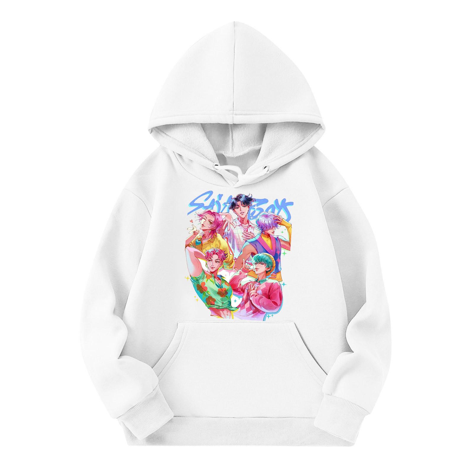 

Children s Casual Round Neck Printed Pullover Long-sleeved Hooded Sweatshirt Top 160
