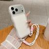 Wavy Soft Silicone Lanyard Phone Case for iPhone 16 17 18 Pro Max 17Pro 15 14 13 Solid Color Matte Back Cover with Wrist Strap